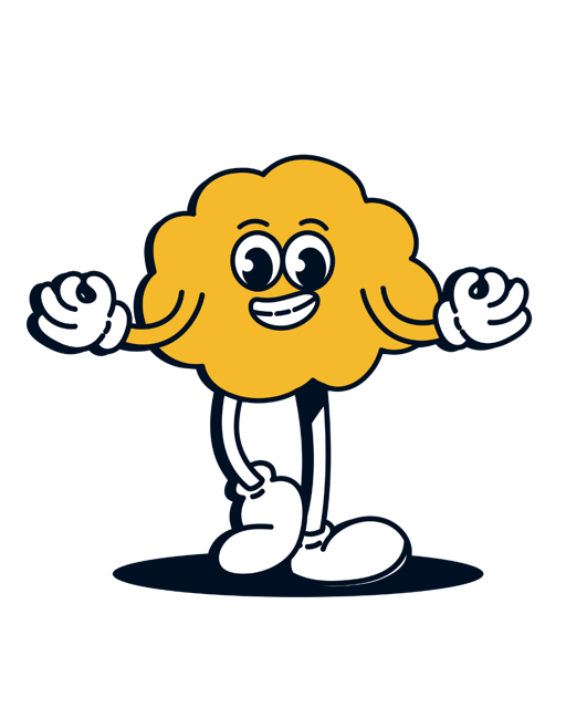 Head, mascote em formato de cérebro